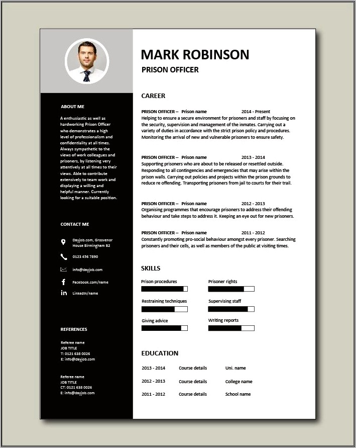 Free Correctional Officer Resume Template