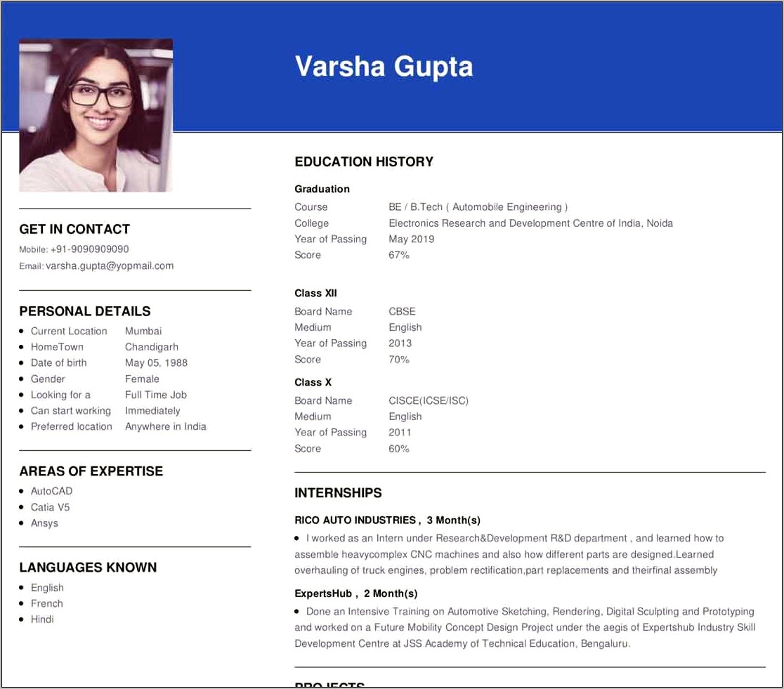 Free Creation Of A Resume