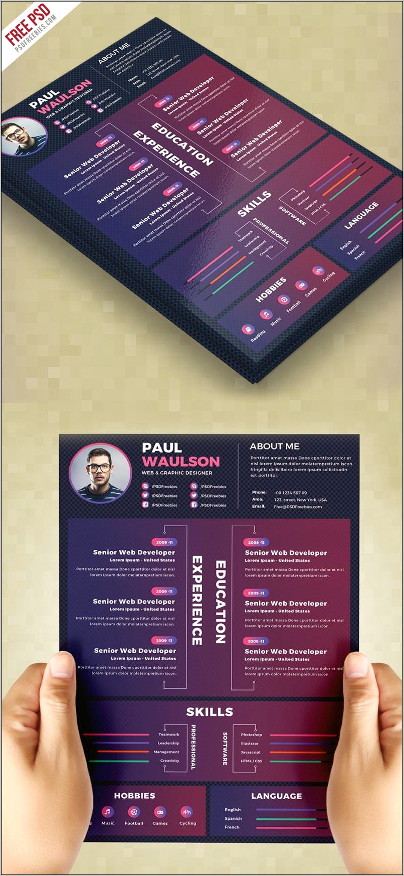 Free Creative Resume Templates Photoshop