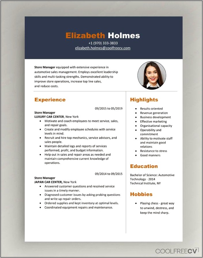 Free Curriculum Vitae Resume Template