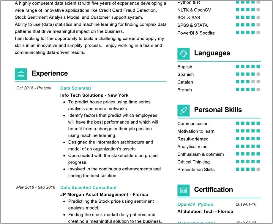 Free Data Scientist Resume Templates