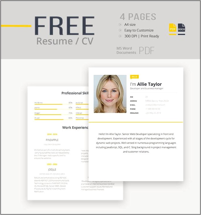 Free Downloadable Resume Pdf Templates