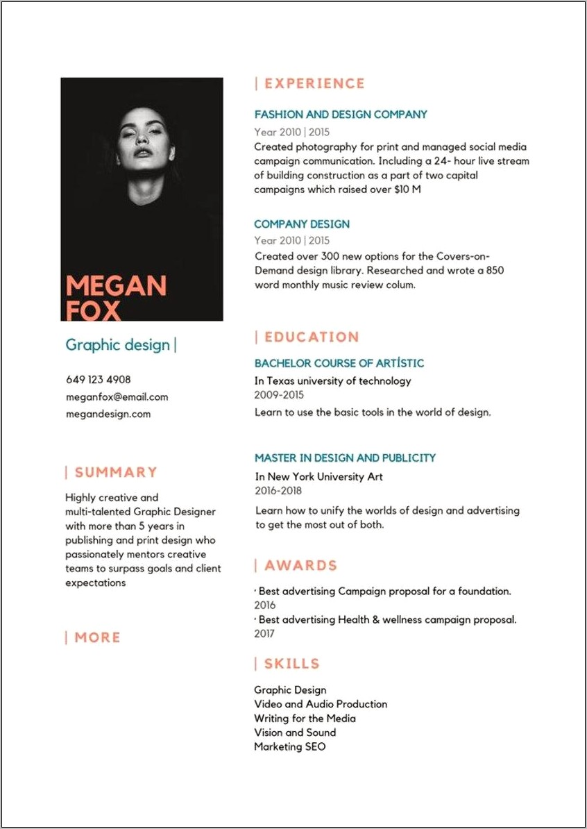 Free Examples Resume For Print