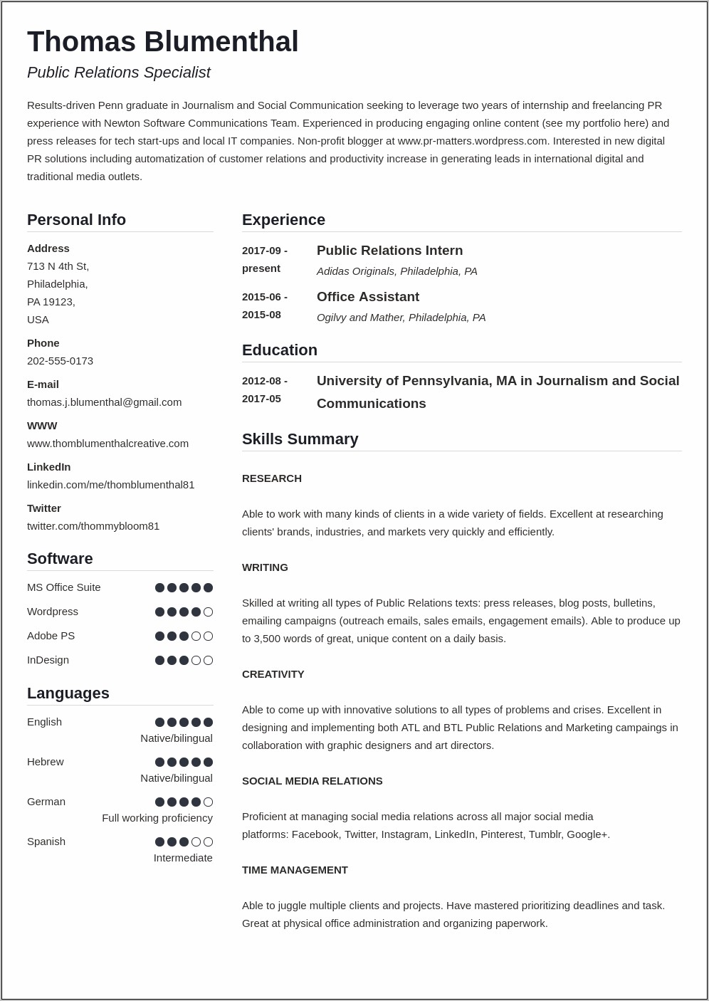 Free Functional Format Resume Template