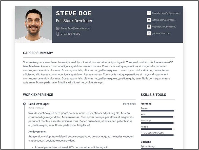 Free Html5 Responsive Resume Template