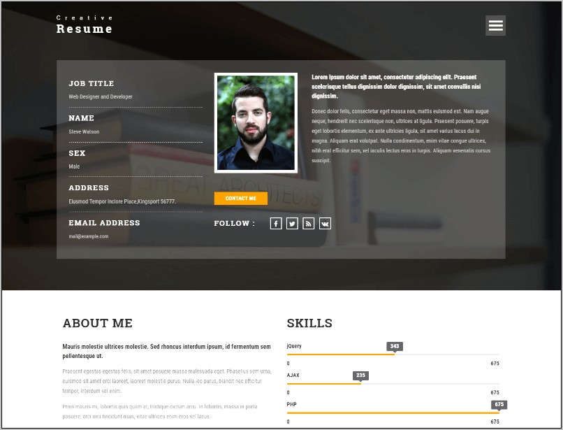 Free Html5 Resume Templates 2018