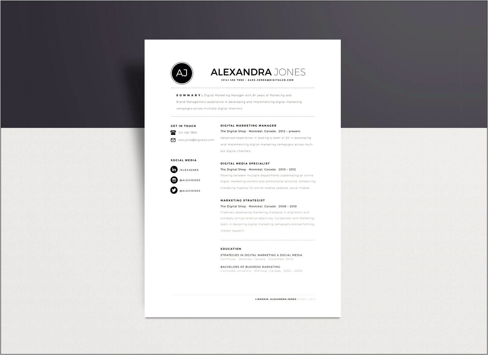 Free Minimalist Resume Template Download