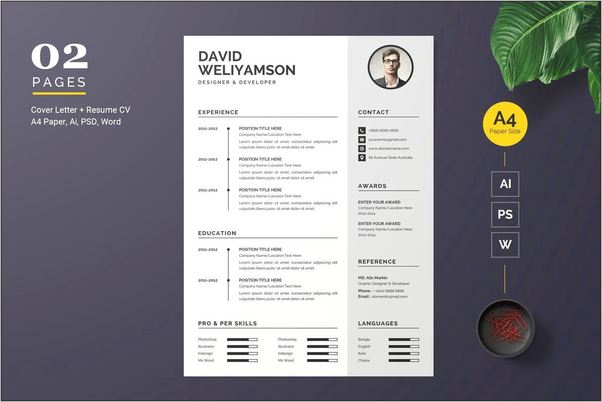 Free Minimalist Resume Template Psd