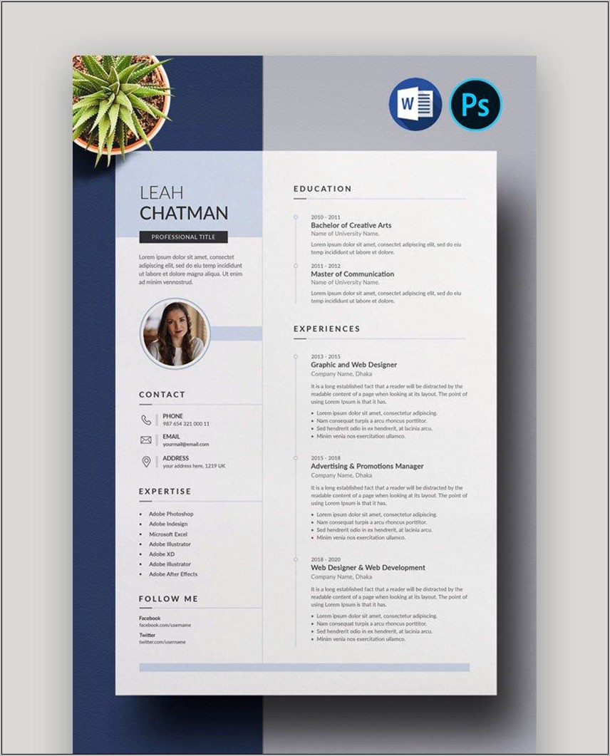 Free Minimalistic Resume Layout Psd