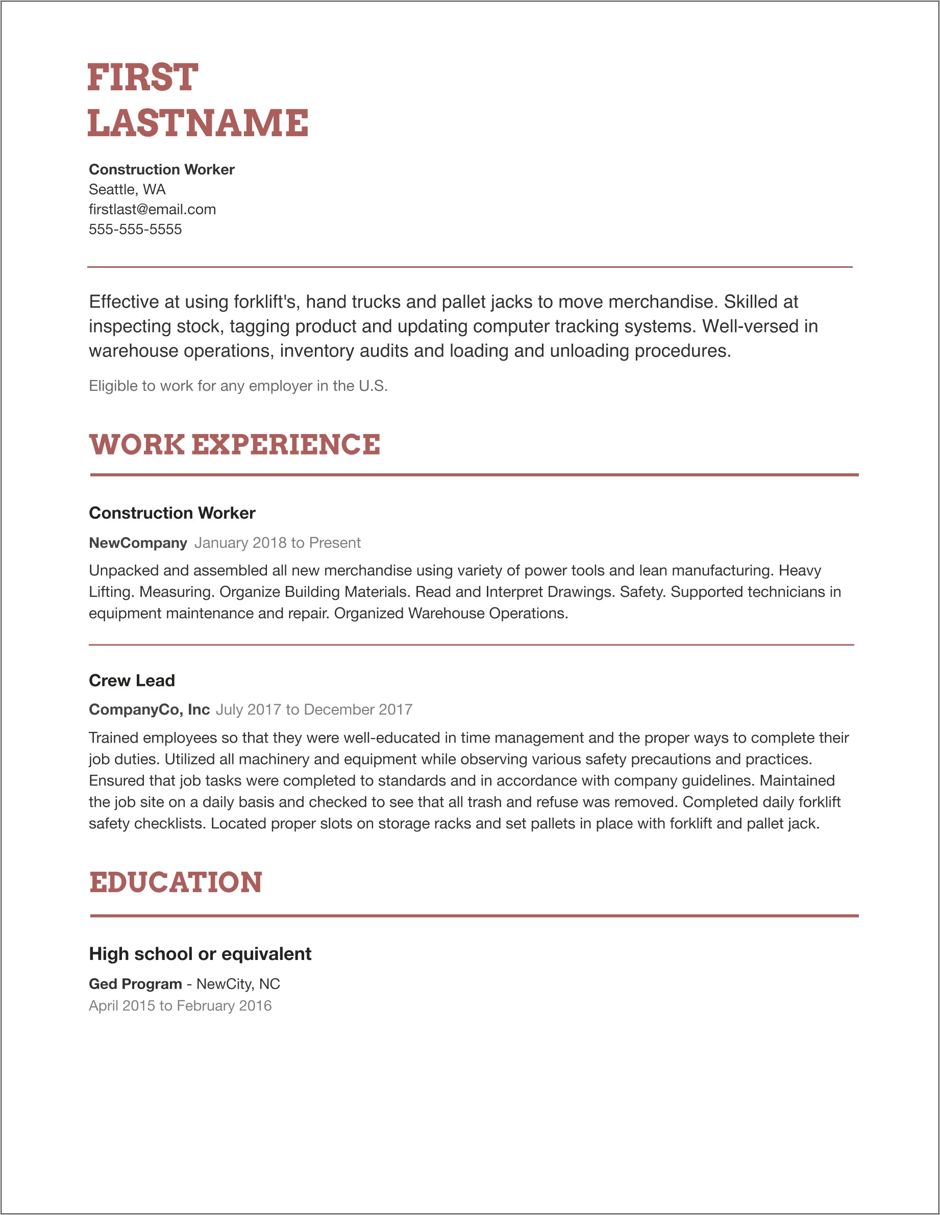 Free Online Job Resume Samples