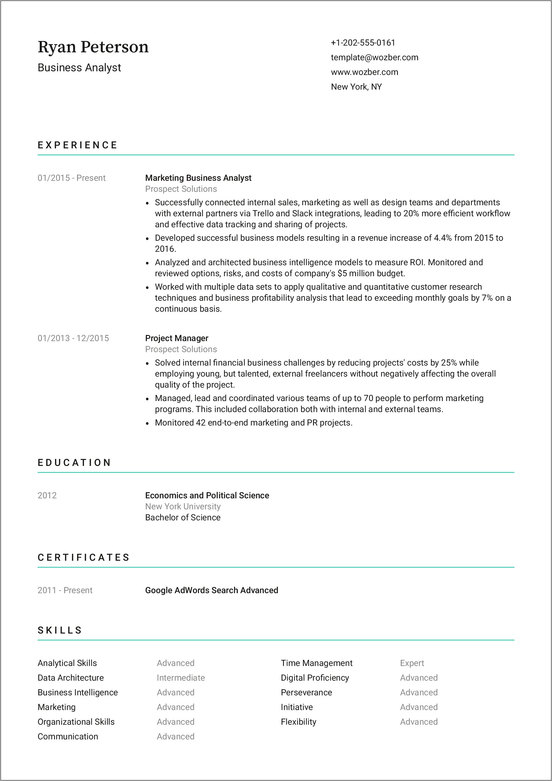 Free Online Modern Resume Templates