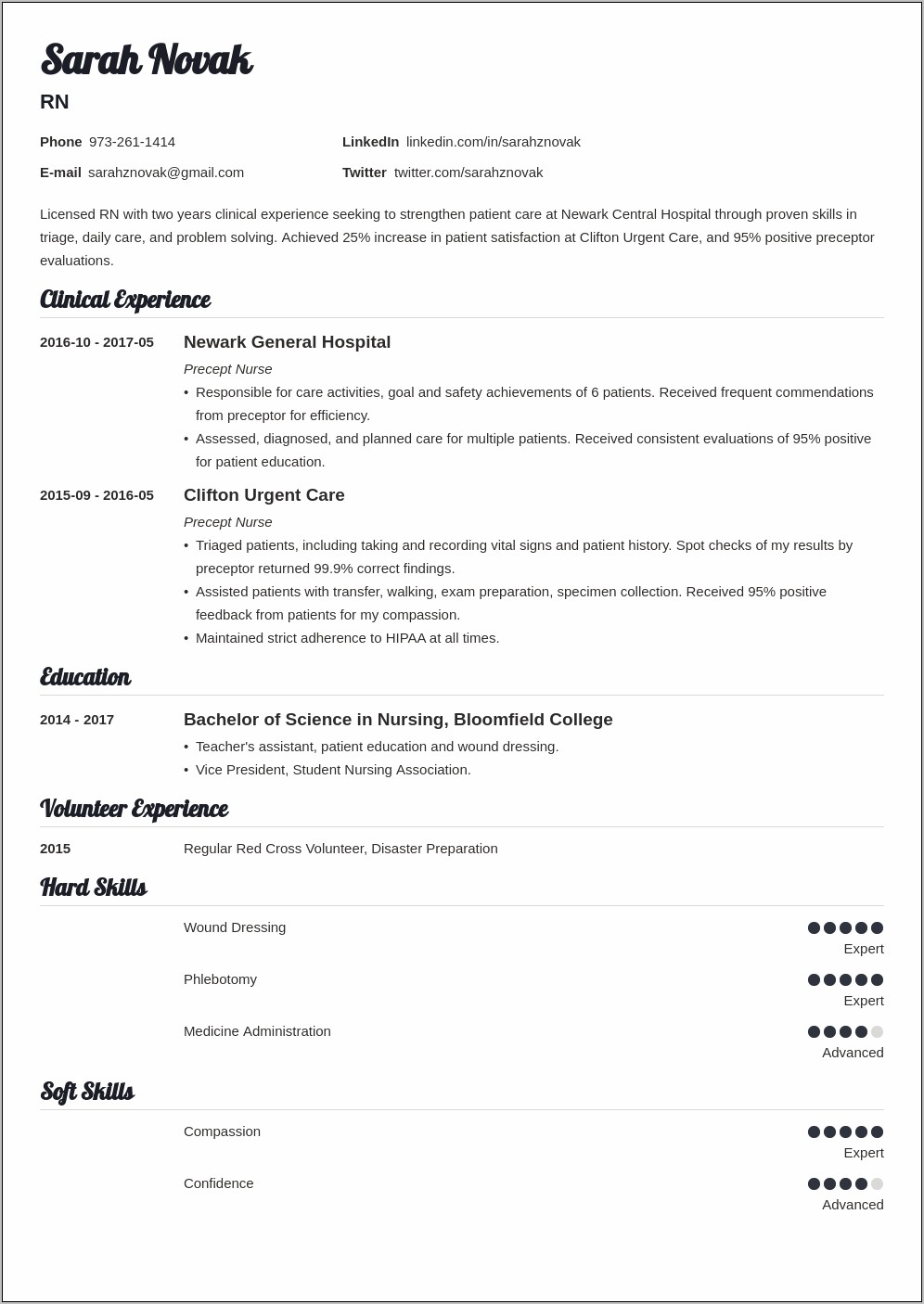 Free Online Resume Nurse Template