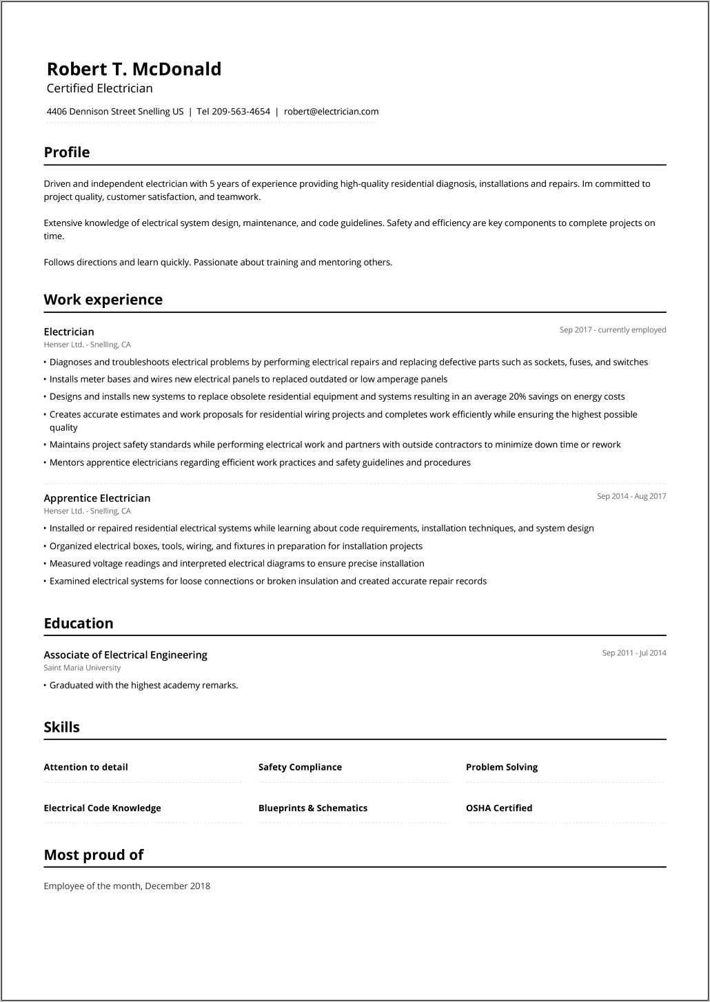 Free Online Simple Resume Template