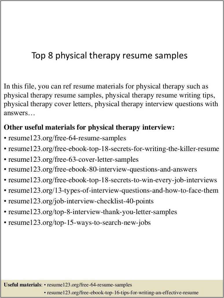 Free Physical Therapy Resume Template
