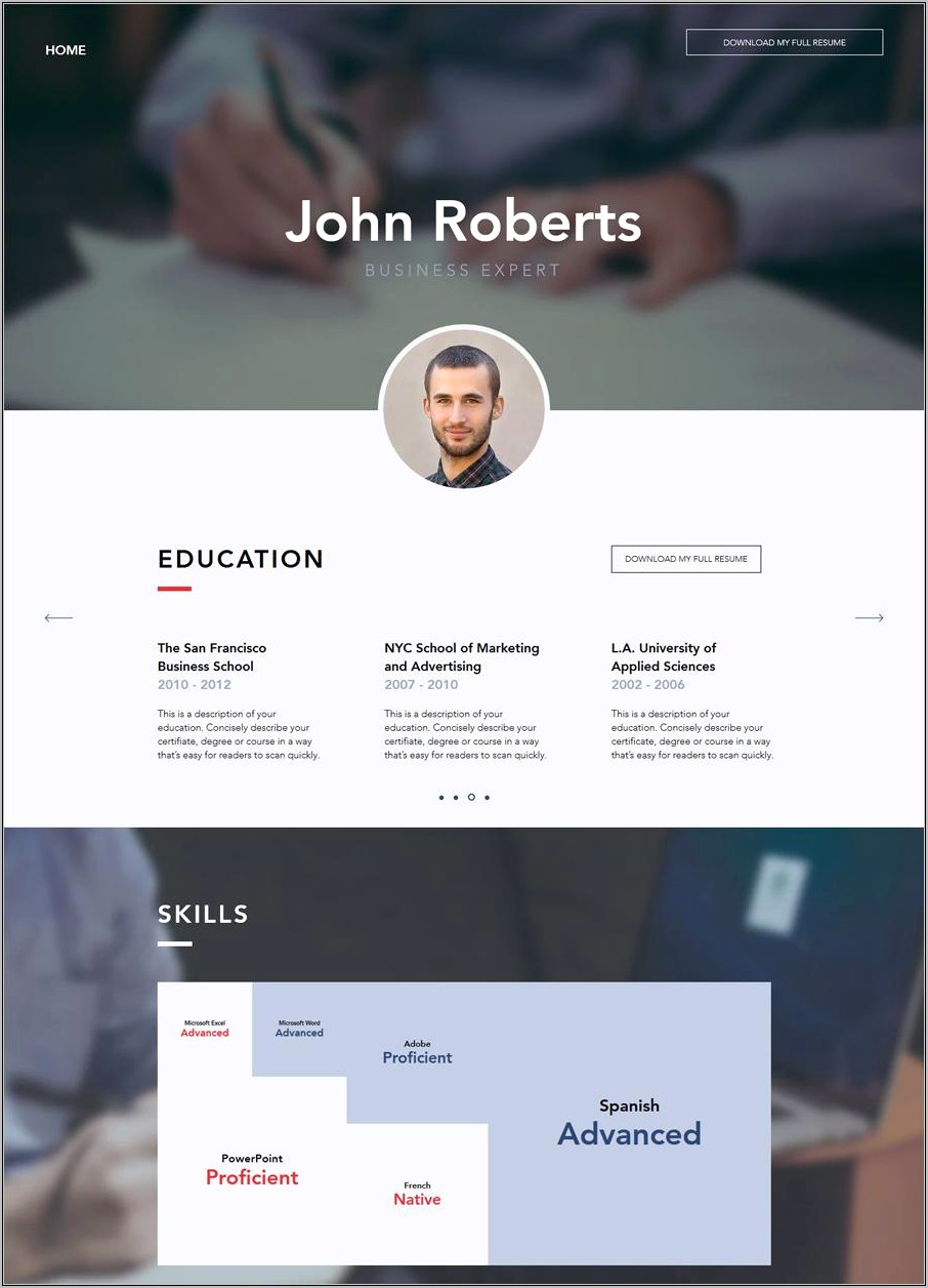 Free Portfolio Resume Website Template