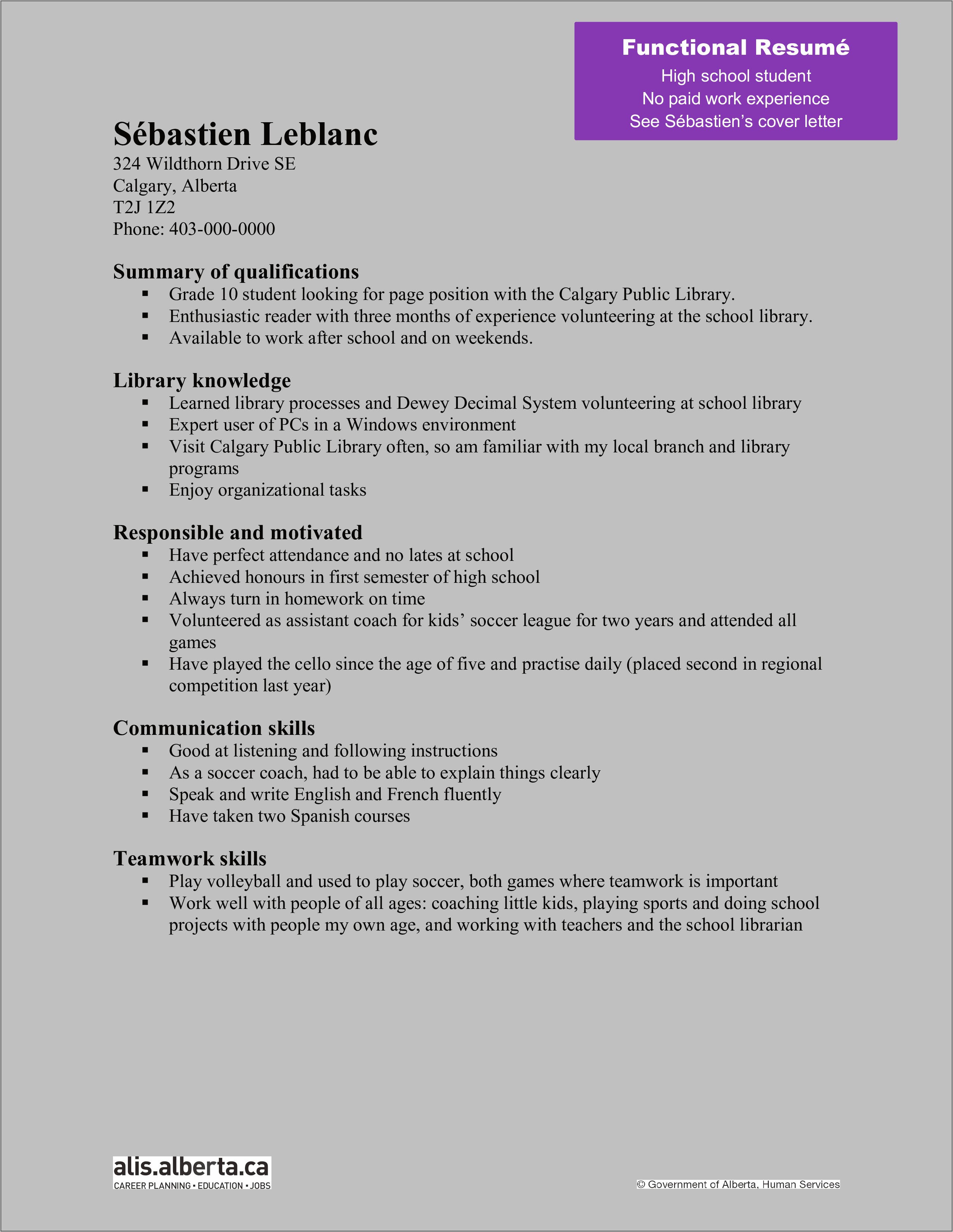 Free Printable High School Resume