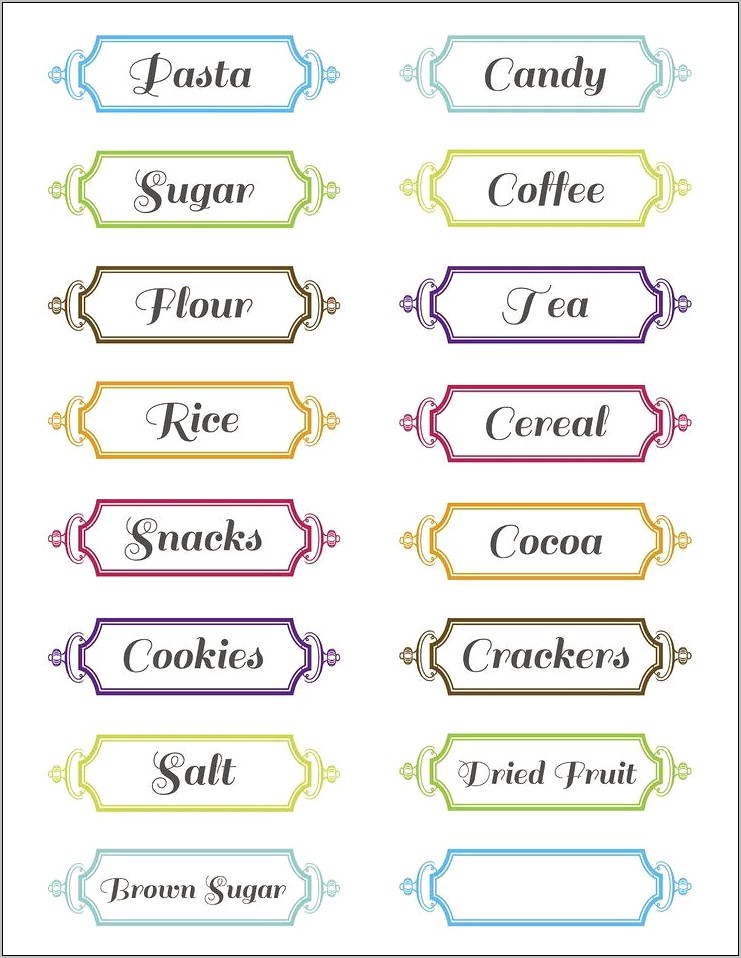 Free Printable Kitchen Label Templates Download