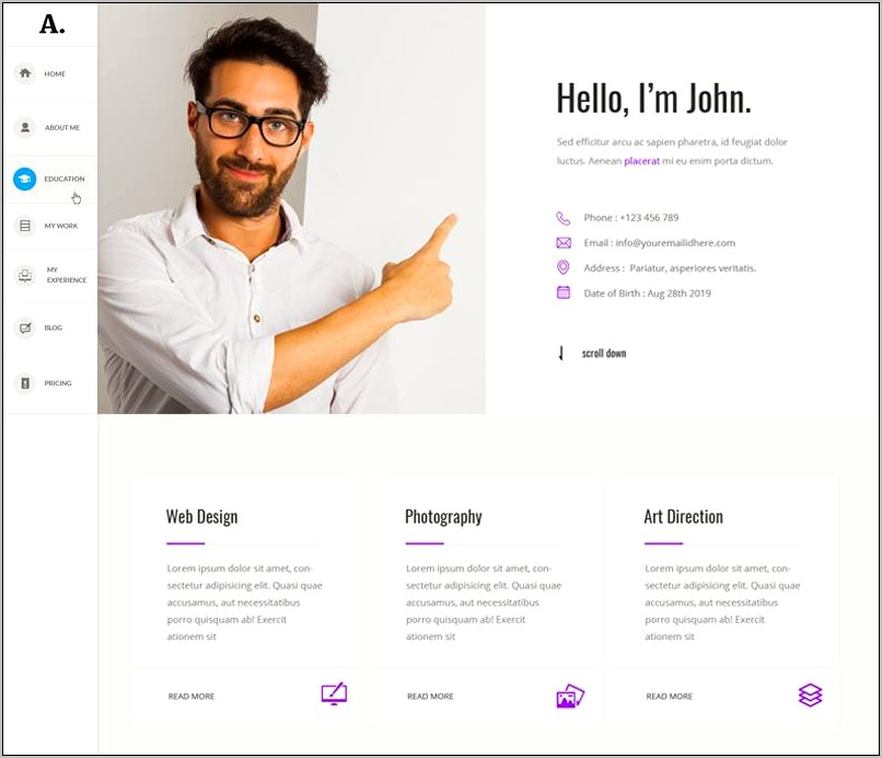 Free Responsive Resume Wordpress Theme