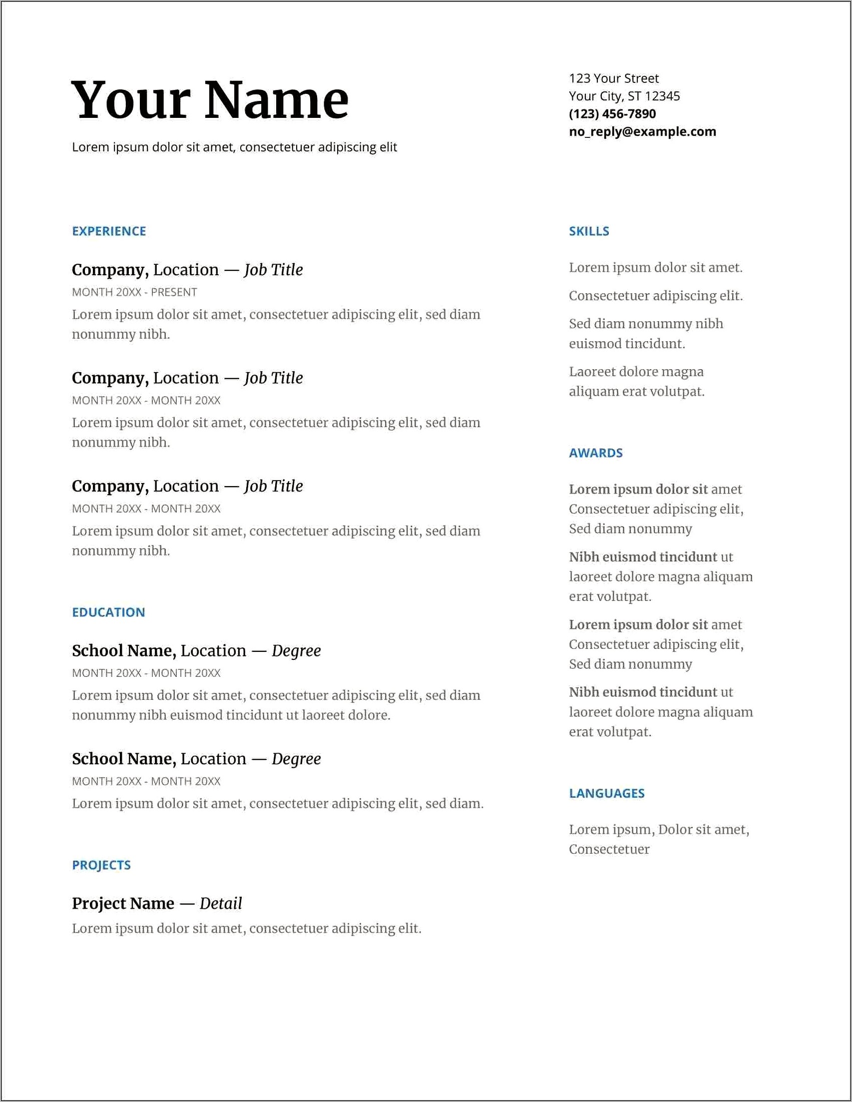 Free Resume Format With Photo