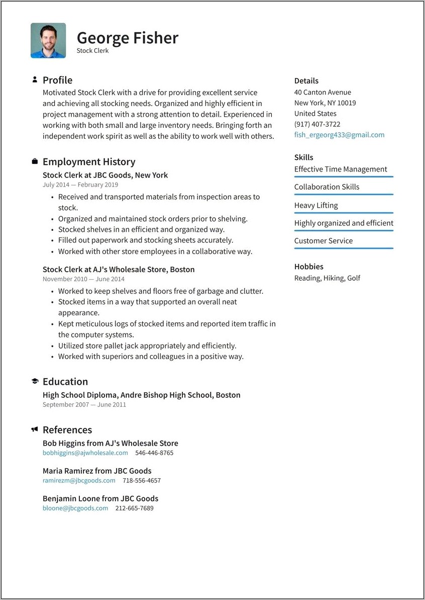 Free Resume Sample Stoke Delivery