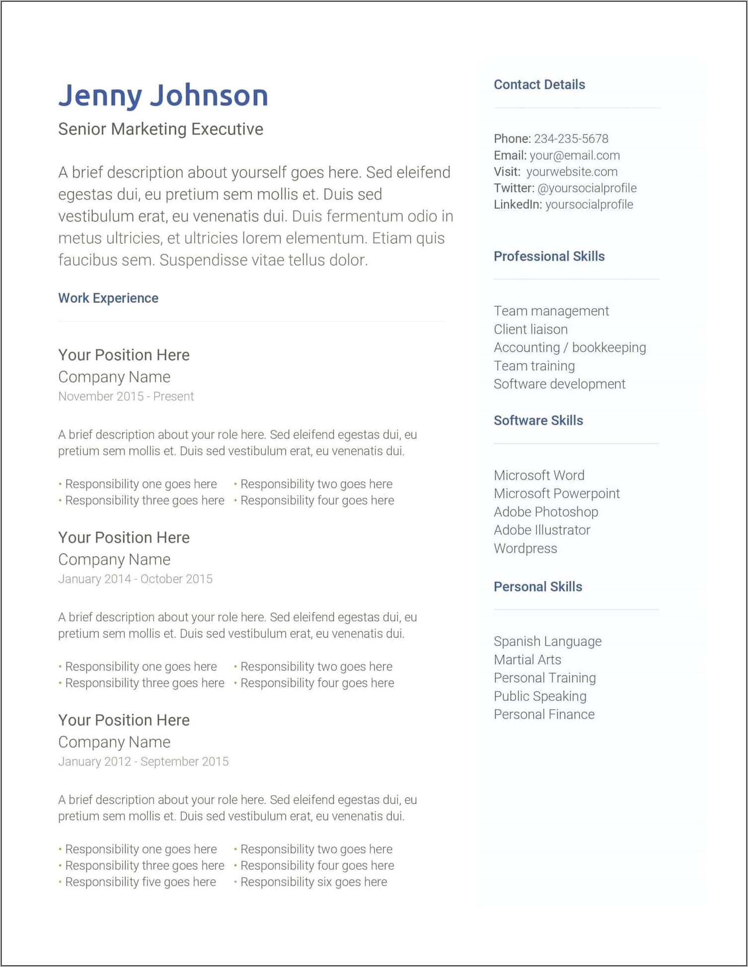 Free Resume Samples With Photo