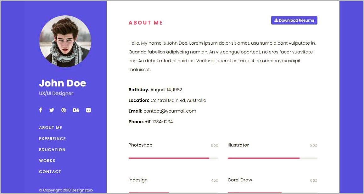 Free Resume Template Html Css
