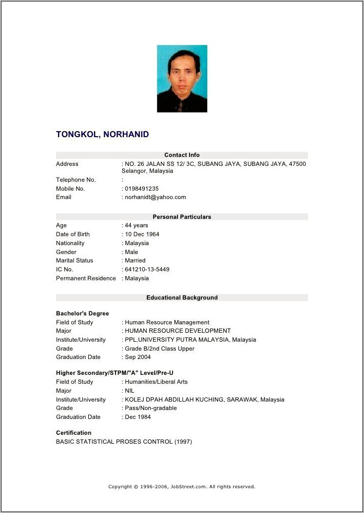 Free Resume Templates 2017 Malaysia