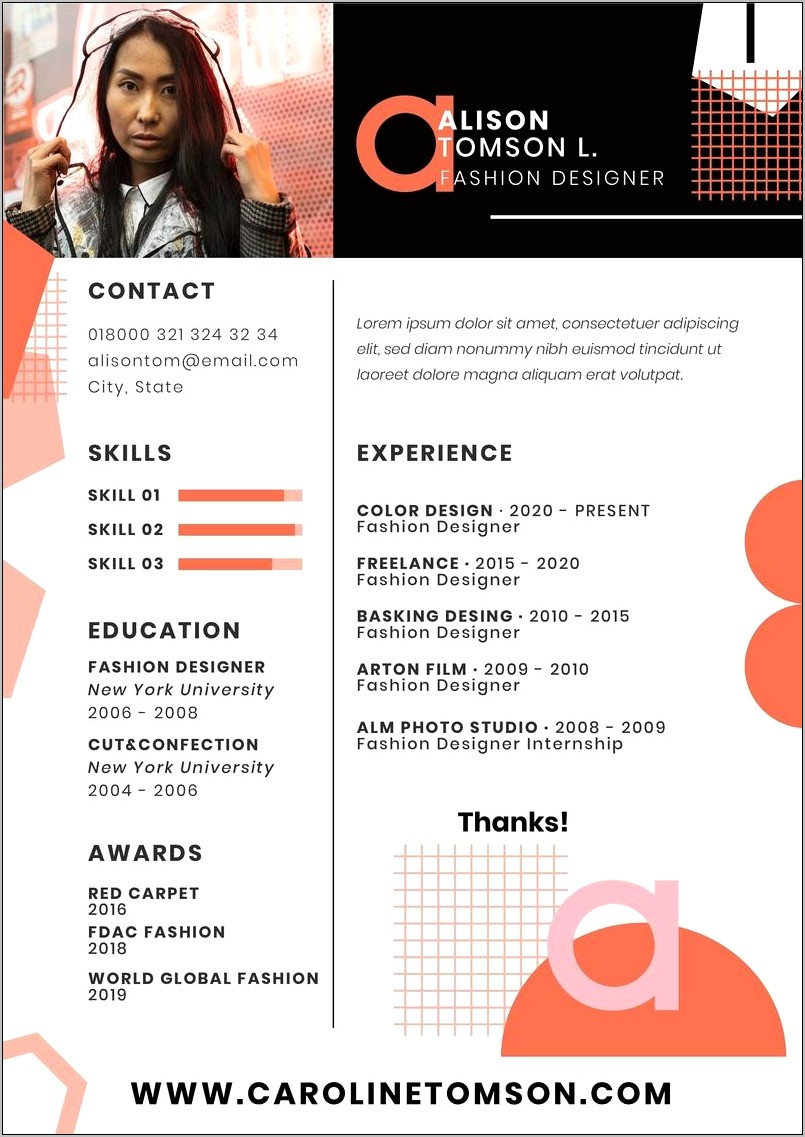 Free Resume Templates Fashion Designers