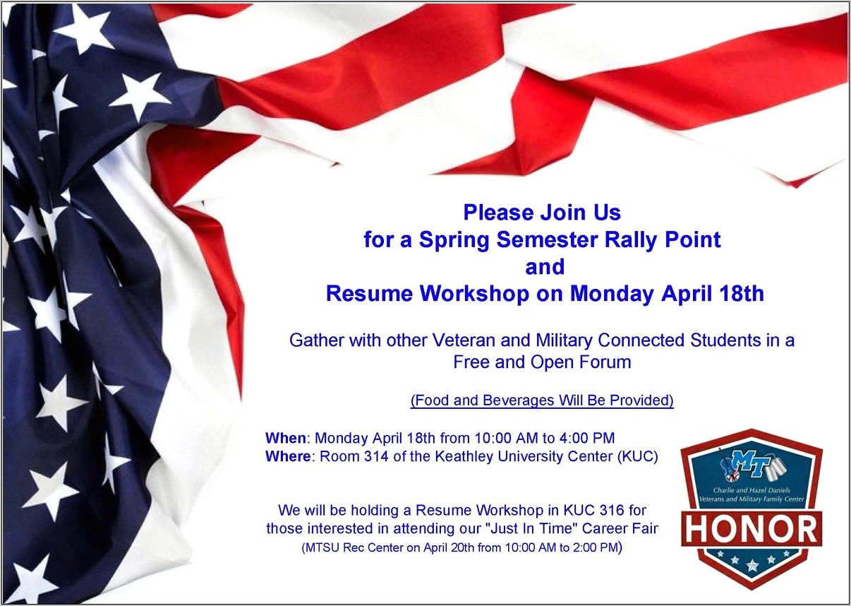 Free Resume Workshop For Veterans
