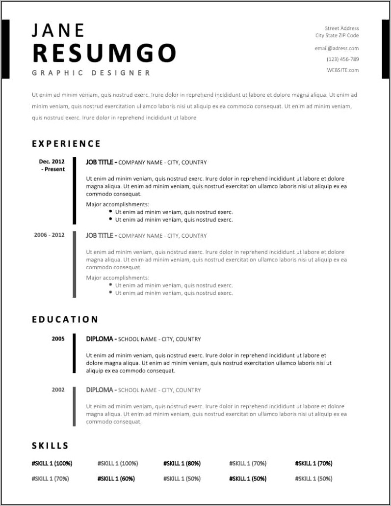 Free Sample For Resume Templates