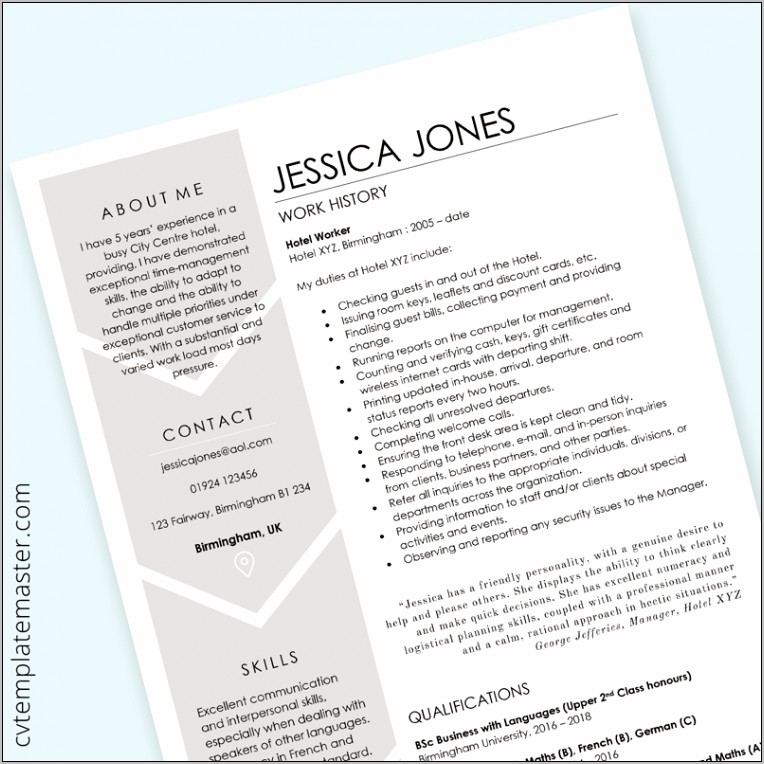 Free Sample Resume Hospitality Industry