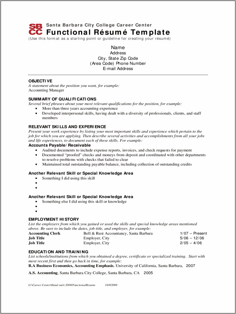 Free Simple Functional Resumes Templates