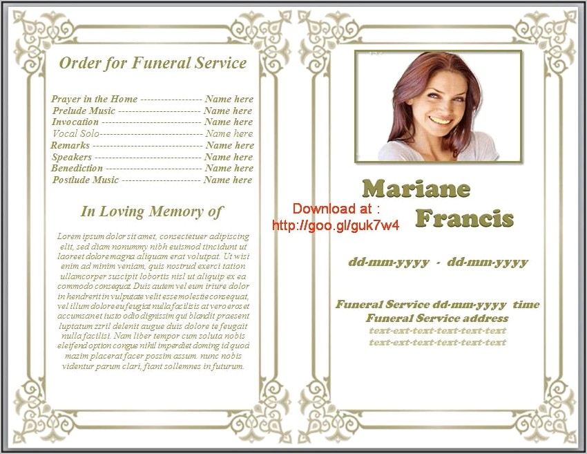 Free Simple Funeral Program Template Download