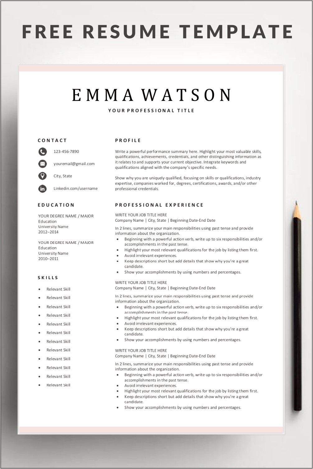 Free Simple Resume Template Doc
