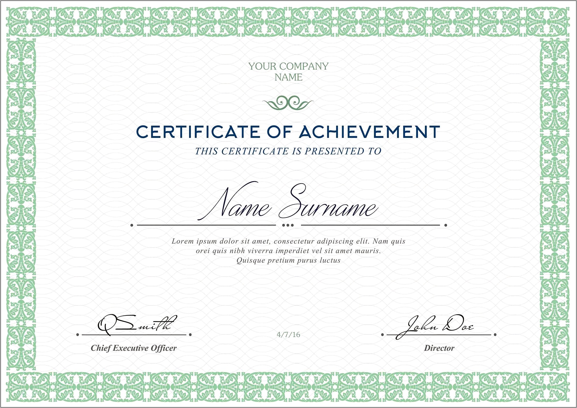 Free Template Download Certificate Of Completion