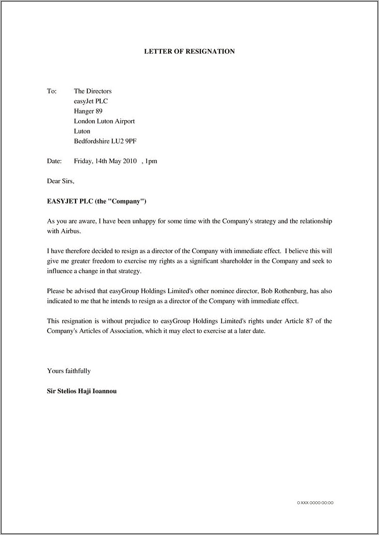 Free Template For Resignation Letter Download