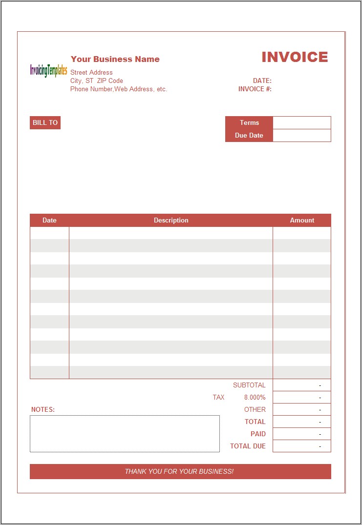 Free Template Of Invoice To Download