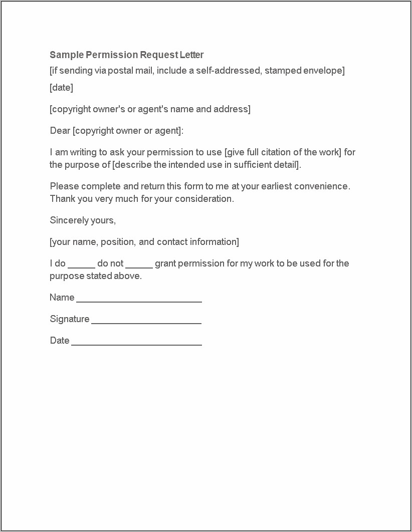 Free Templates Download Permissio Request Letter