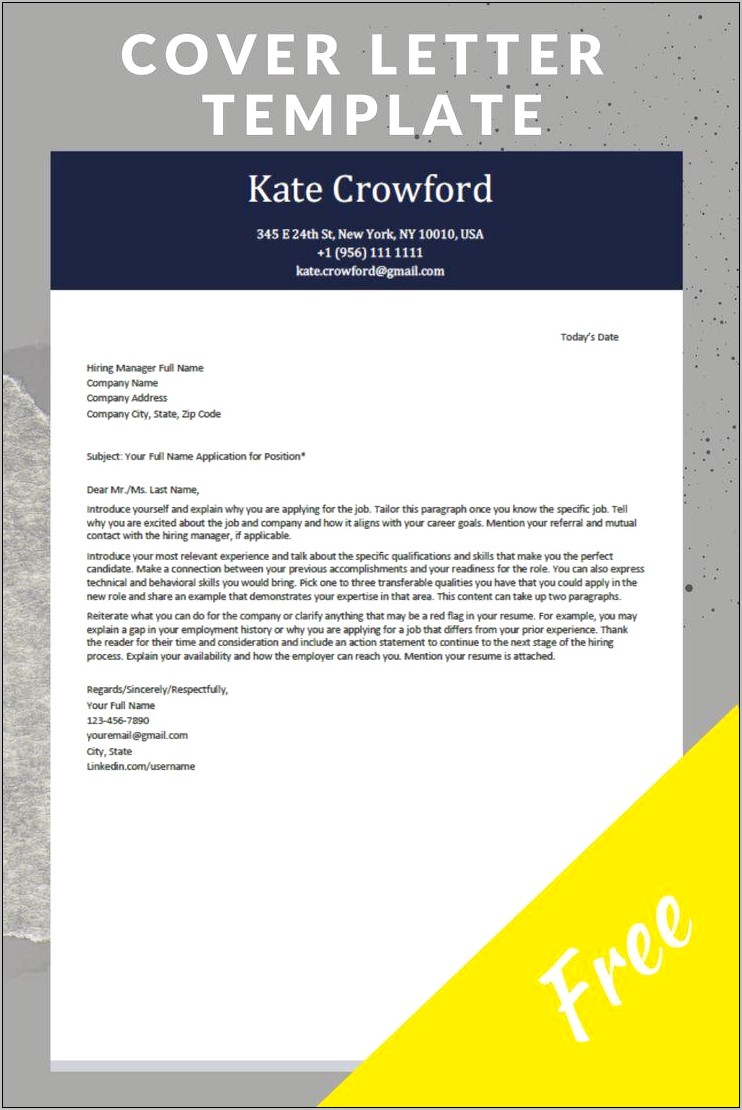 Free To Download Cover Letter Template