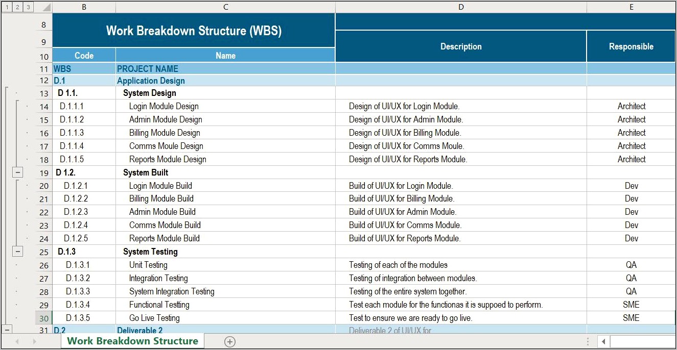 Free Work Breakdown Structure Template Download