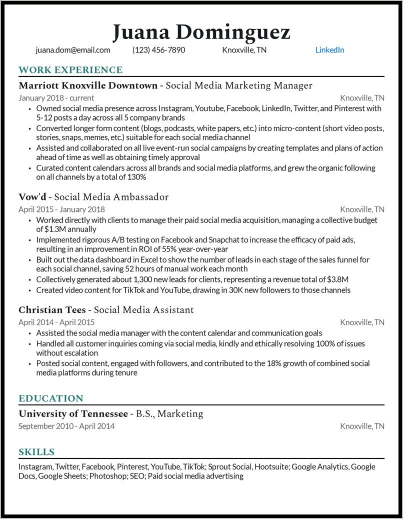 Freelance Content Creator Manager Resume