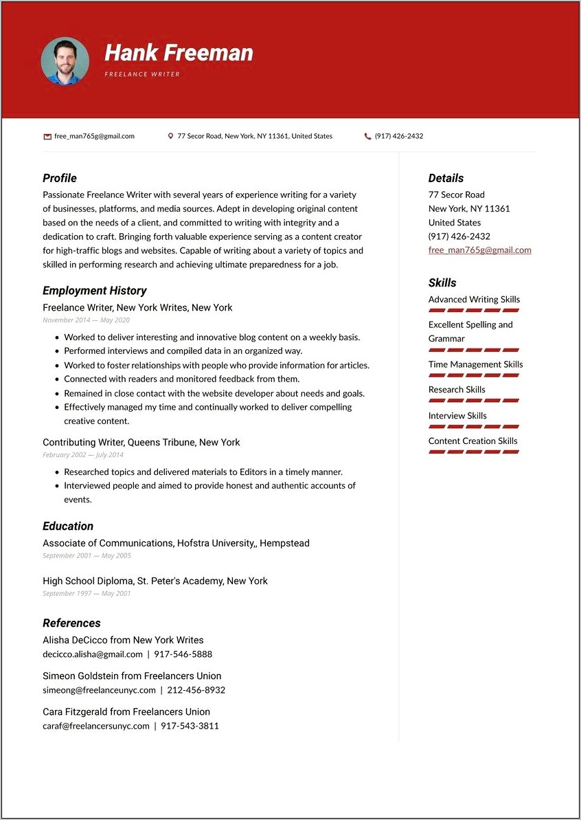 Freelance Grant Writer Resume Sample