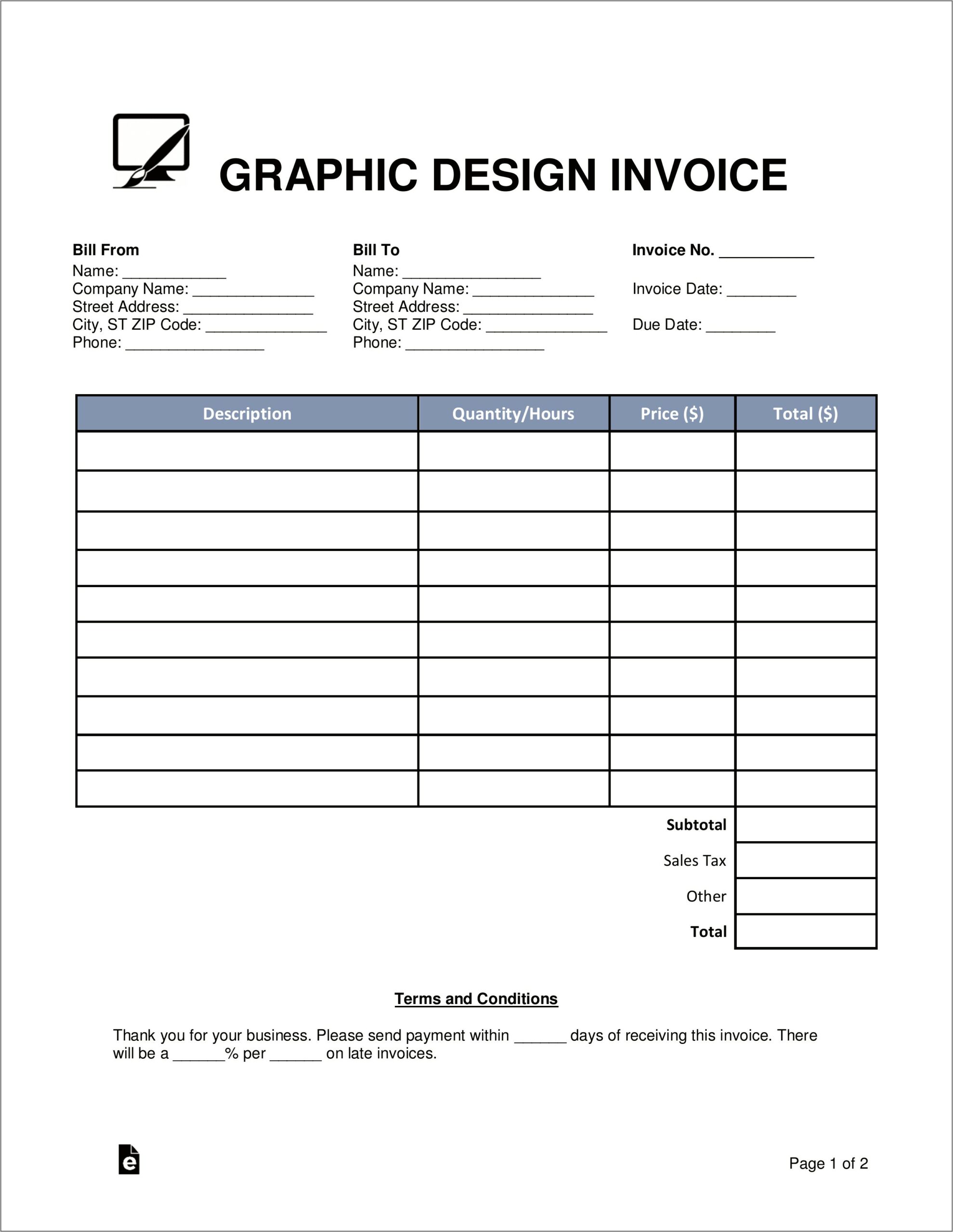 Freelance Graphic Designer Invoice Template Download