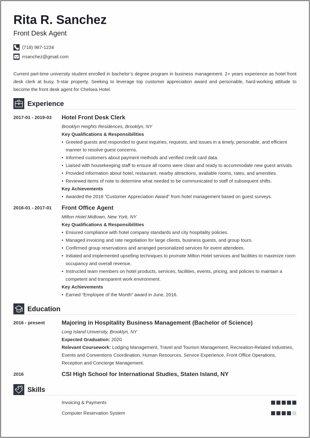 Front Desk Coordinator Resume Skills