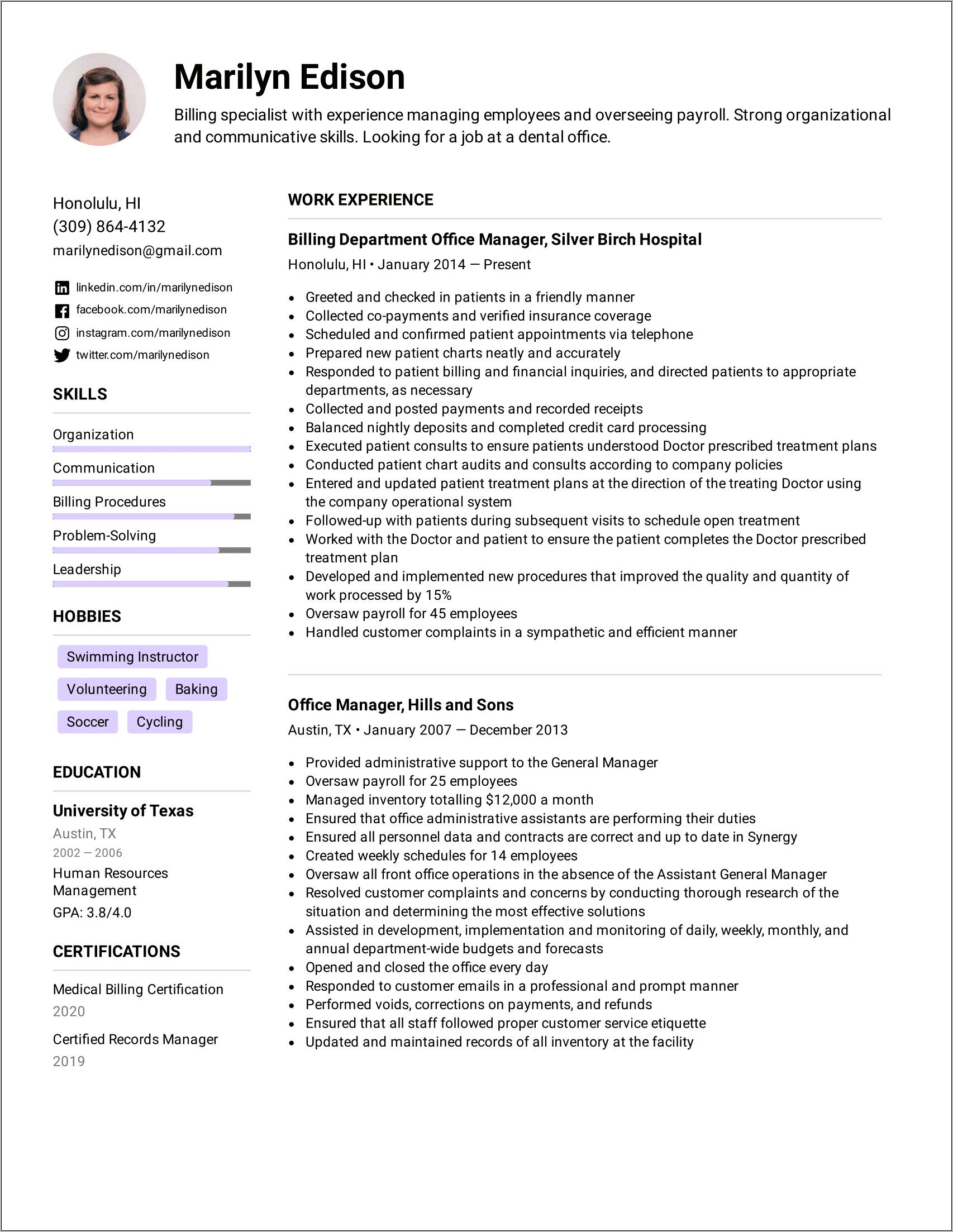 Front Office Agent Resume Skills