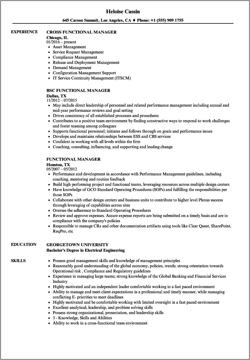 Functional Skills In Resume Examples