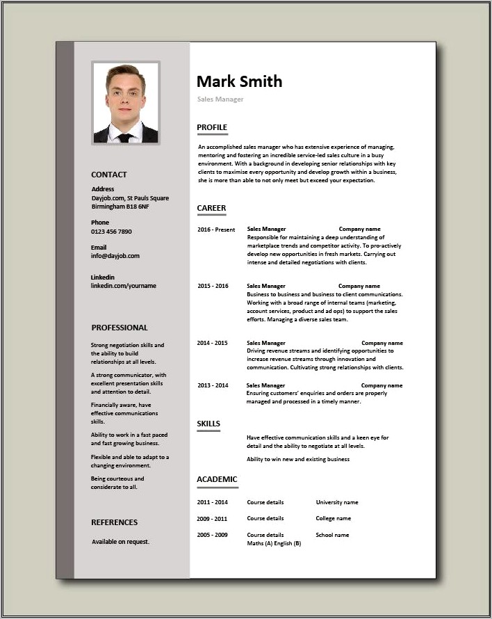 Furniture Store Sales Manager Resume