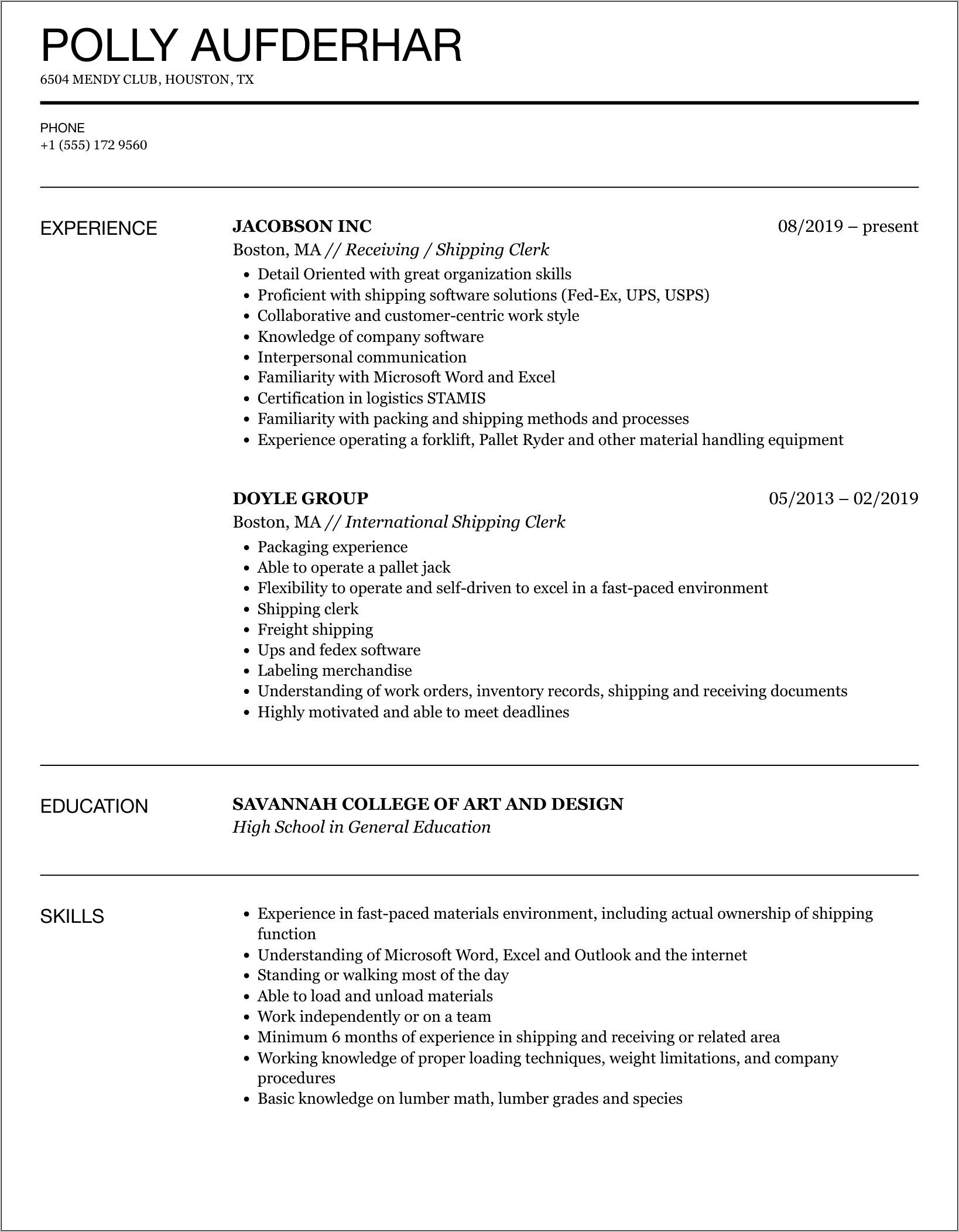 Gas Station Clerk Resume Example