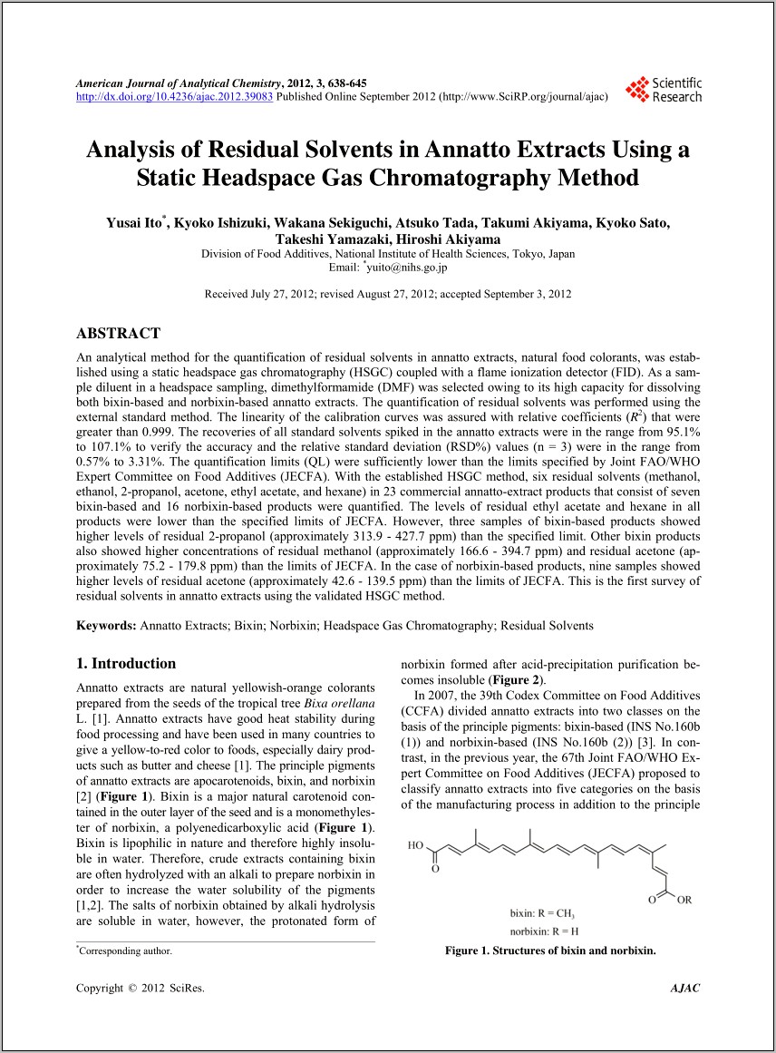 Gcms Residual Solvents Resume Sample