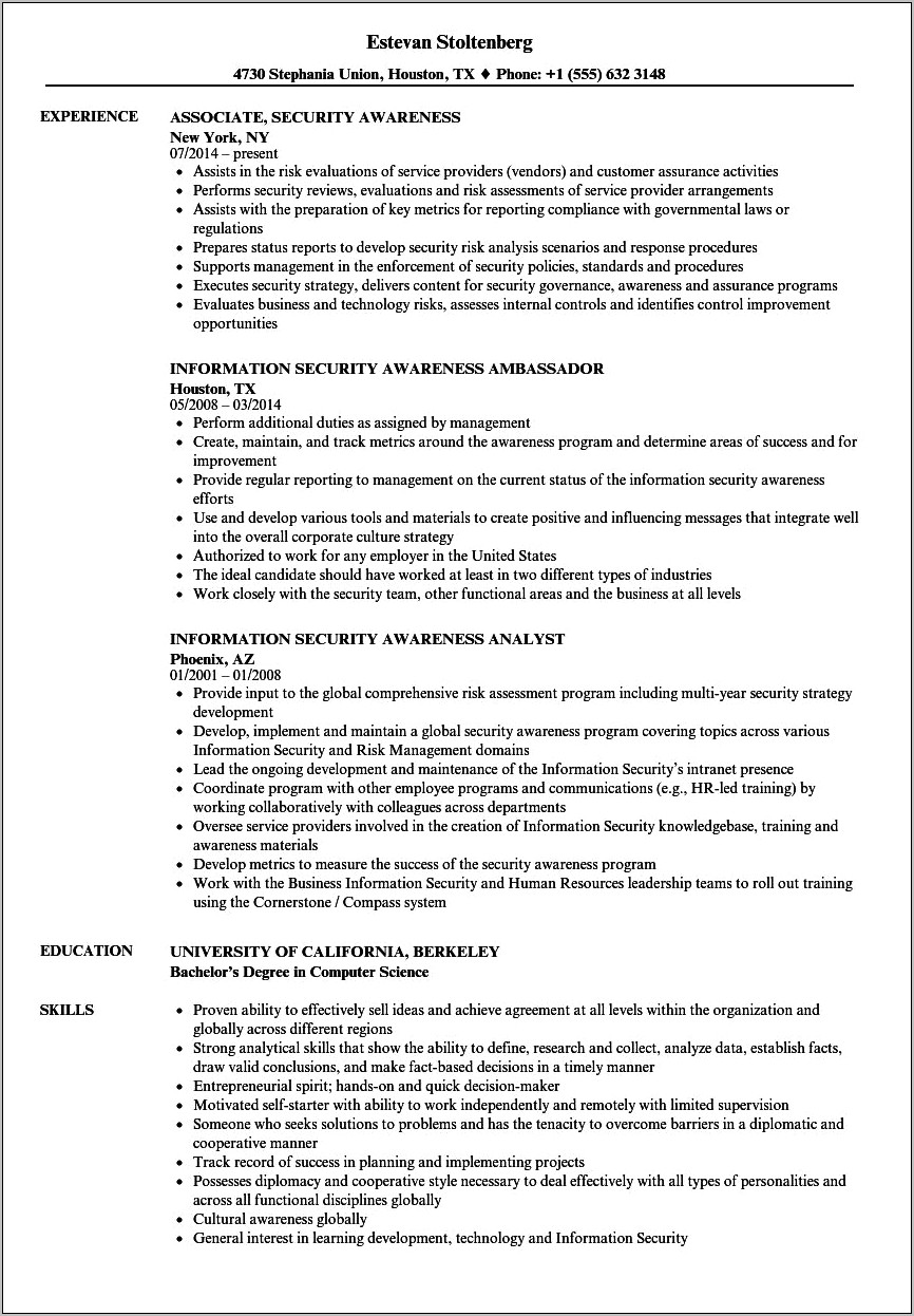 G&d Security Sample Resume